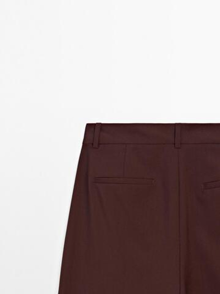 Massimo Dutti Брюки с двойным швом из 100% шерсти - STUDIO, бордо