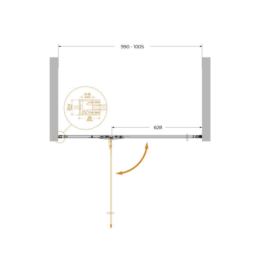 Душевая дверь Cezares LINER-B-12-100-C-Cr-L, 100х195, левосторонняя, профиль хром, стекло прозрачное