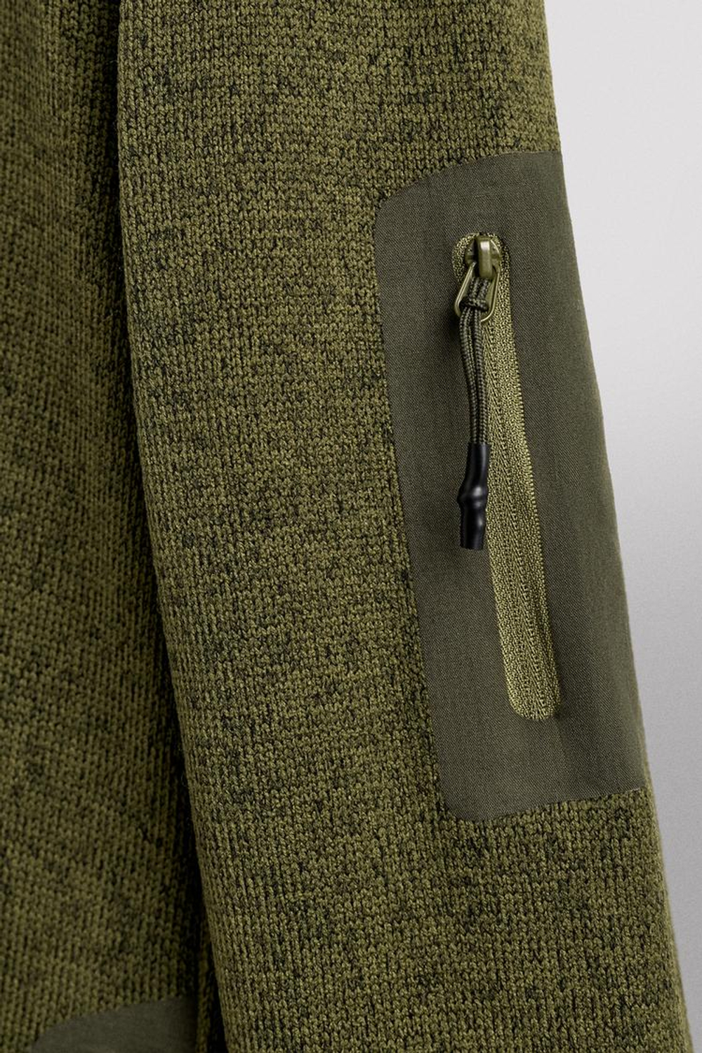 ZARA ВЯЗАНАЯ КУРТКА С ФЛИСОМ, ЗЕЛЕНЫЙ