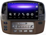 Магнитола для Toyota Land Cruiser 100, Lexus LX470 2002-2007 (климат на цветном экране) - Carmedia KP-T1305, монитор 13.3" на Android 10, 6ГБ+128ГБ, CarPlay, 4G SIM-слот