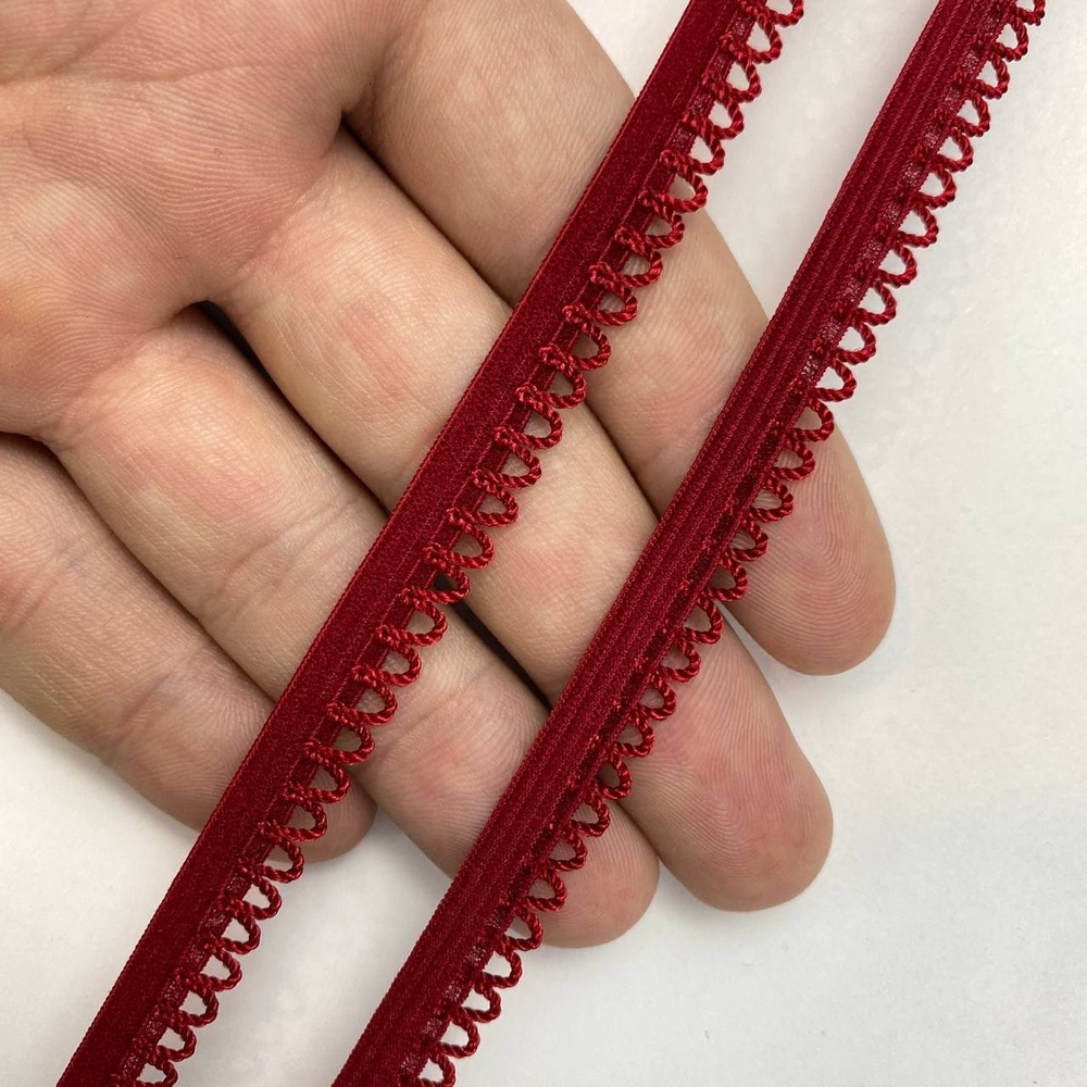Отделочная резинка ажурная бордовая 8 мм
