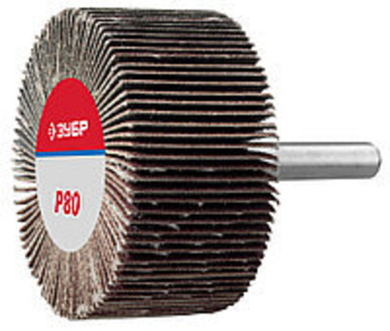 Круг ЗУБР веерный на шпильке, P 80, d 32x10x3,2 мм, L 45мм, 1шт