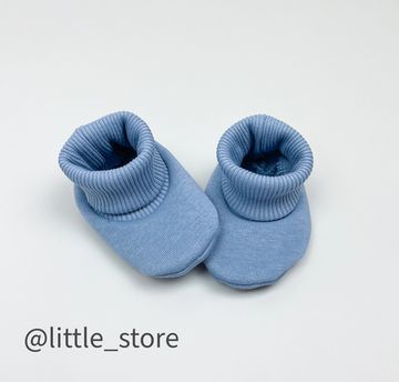 Пинетки "Simple" из футера с начесом, Серо-голубые