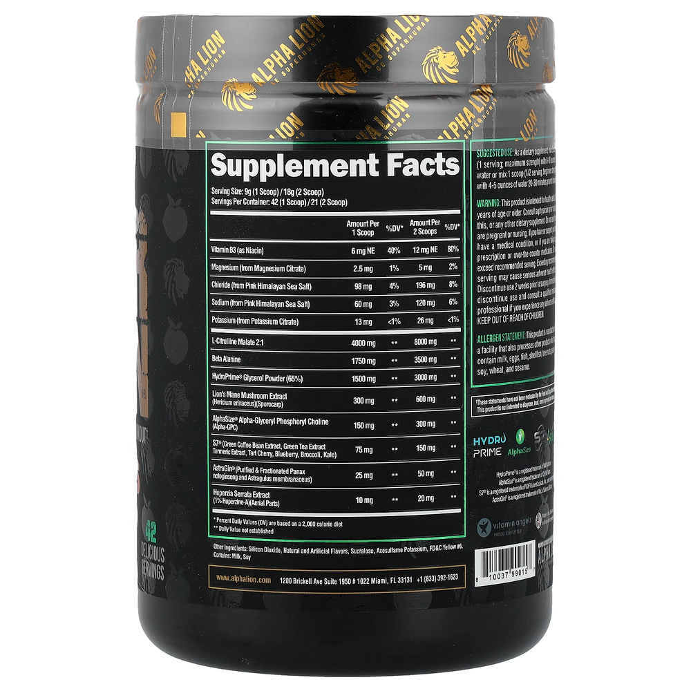 ALPHA LION, SuperHuman Pump, персиковые плоды, персиковые колечки, 378 г (13,33 унции)