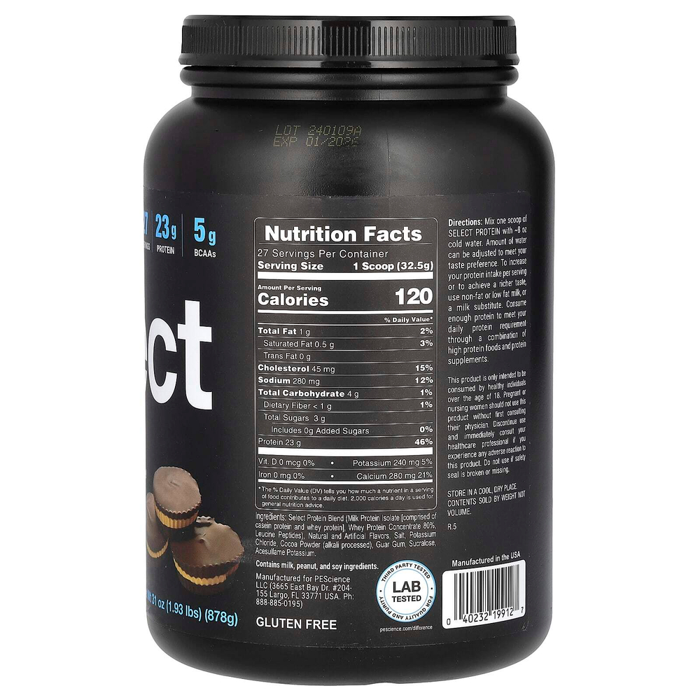 PEScience, Select Protein, протеиновая порошковая смесь для приготовления напитка, чашка с шоколадным и арахисовым маслом, 878 г (1,93 фунта)