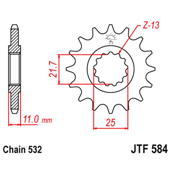 Звезда передняя JT JTF584.16 для мотоциклов