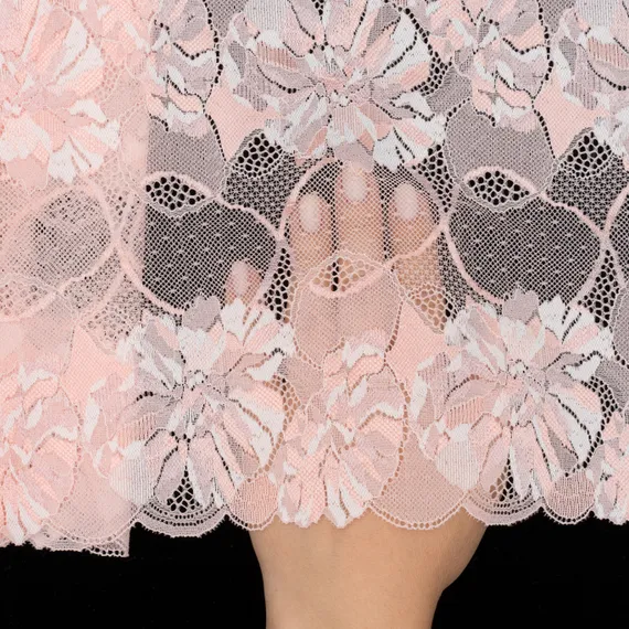 Кружево эластичное персиково-розовое 22 см, Китай