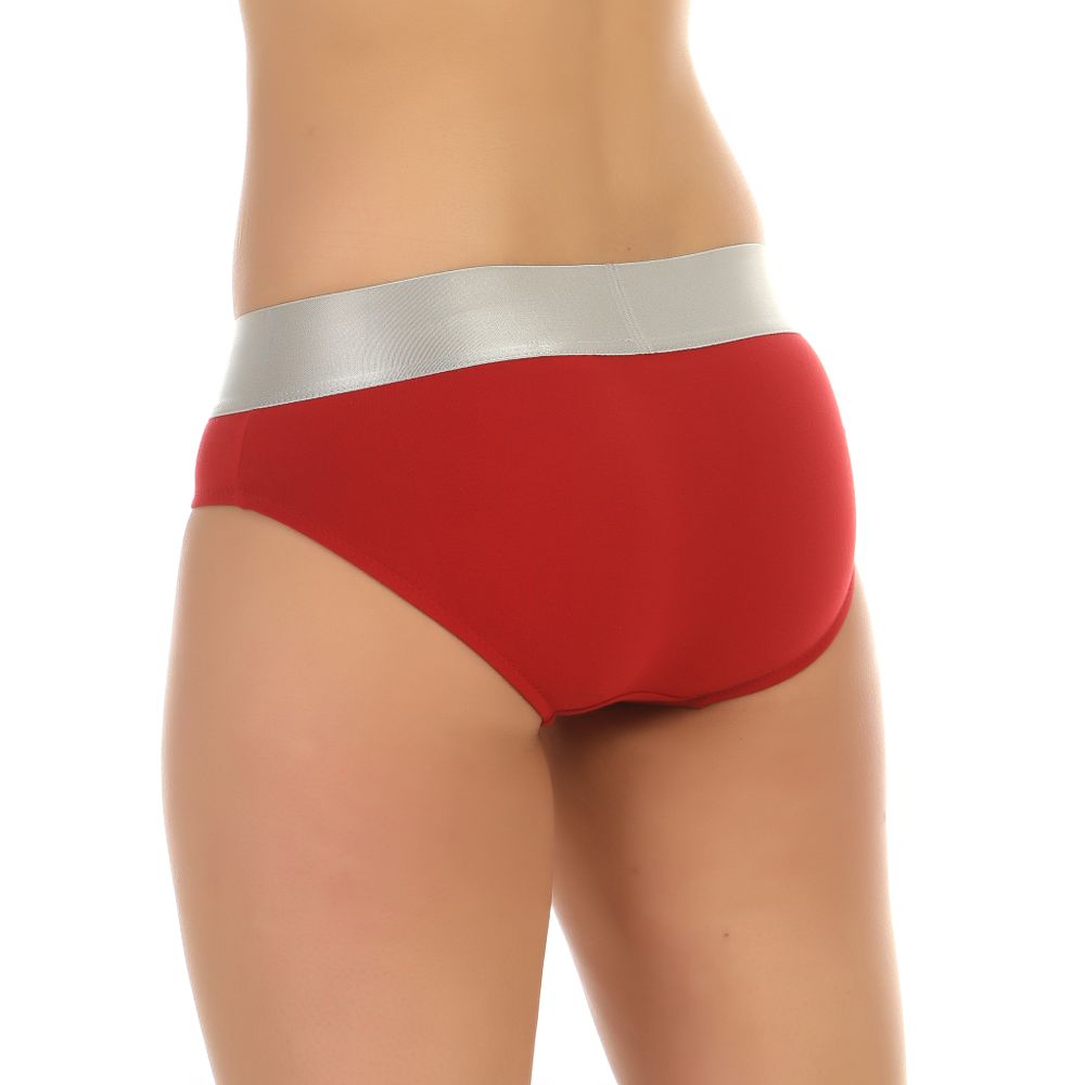 Женские трусы слипы красные с черными буквами Calvin Klein Women Steel Red