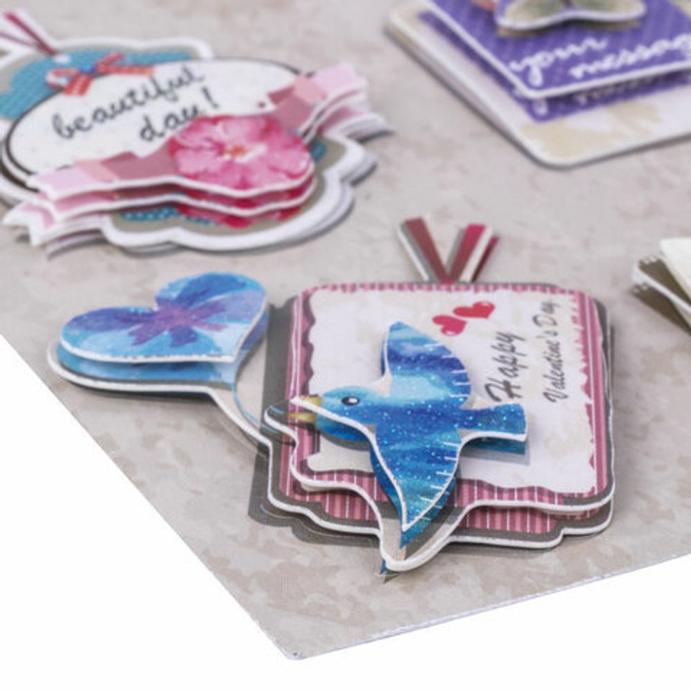 Наклейки бумажные объемные для скрапбукинга и декора ВОСПОМИНАНИЯ, 7 штук, ОСТРОВ СОКРОВИЩ, 662277