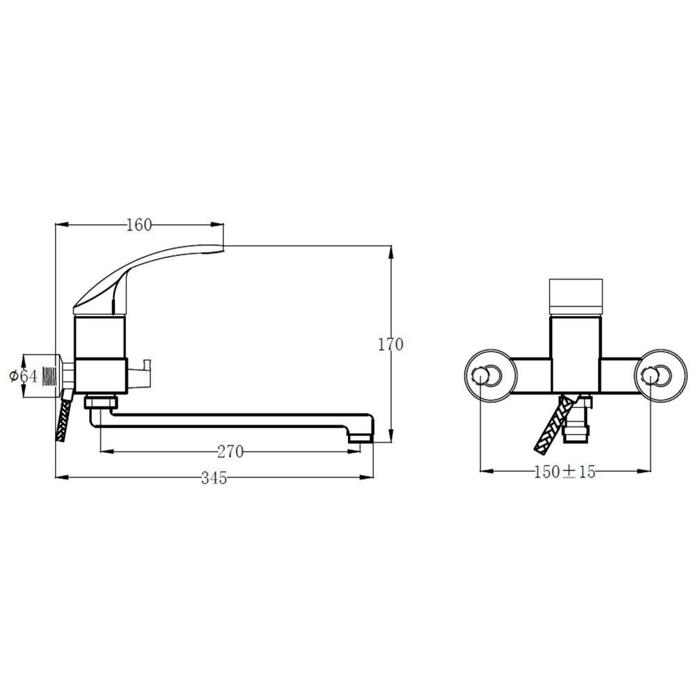 Смеситель для ванны, РМС, с картриджем, хром, SL85-006E