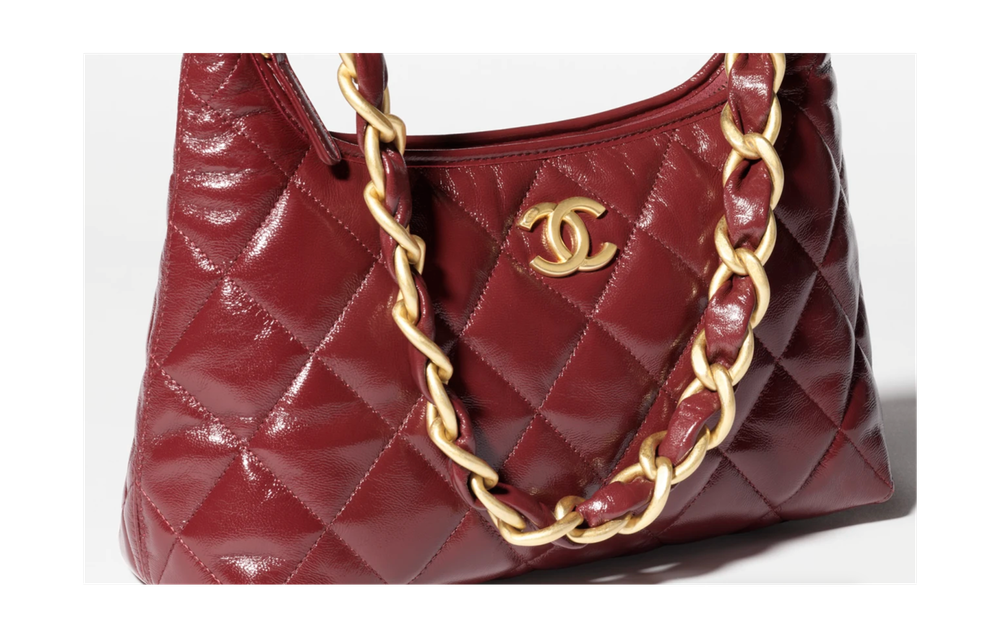 Сумка CHANEL Hobo Burgundy из лакированной овечьей кожи с позолоченной цепью