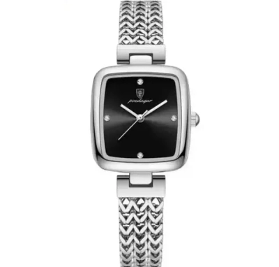 Часы наручные кварцевые POEDAGAR на металлическом браслете, красный/серебристый W10300-04