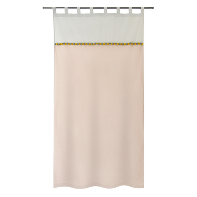 Штора из хлопка с помпонами бежево-серого цвета из коллекции essential, 150х290 см