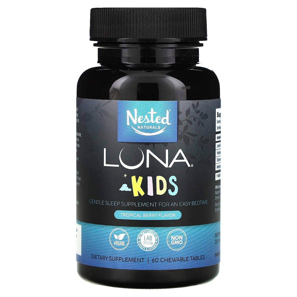 Nested Naturals, Luna, для детей, добавка для спокойного сна, со вкусом тропических ягод, 60 жевательных таблеток