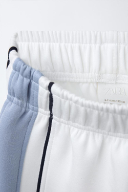 ZARA БРЮКИ С ЛАМПАСАМИ ПО БОКАМ, БЕЛЫЙ