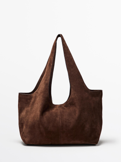 Massimo Dutti Большая сумка-шопер из замши, норка