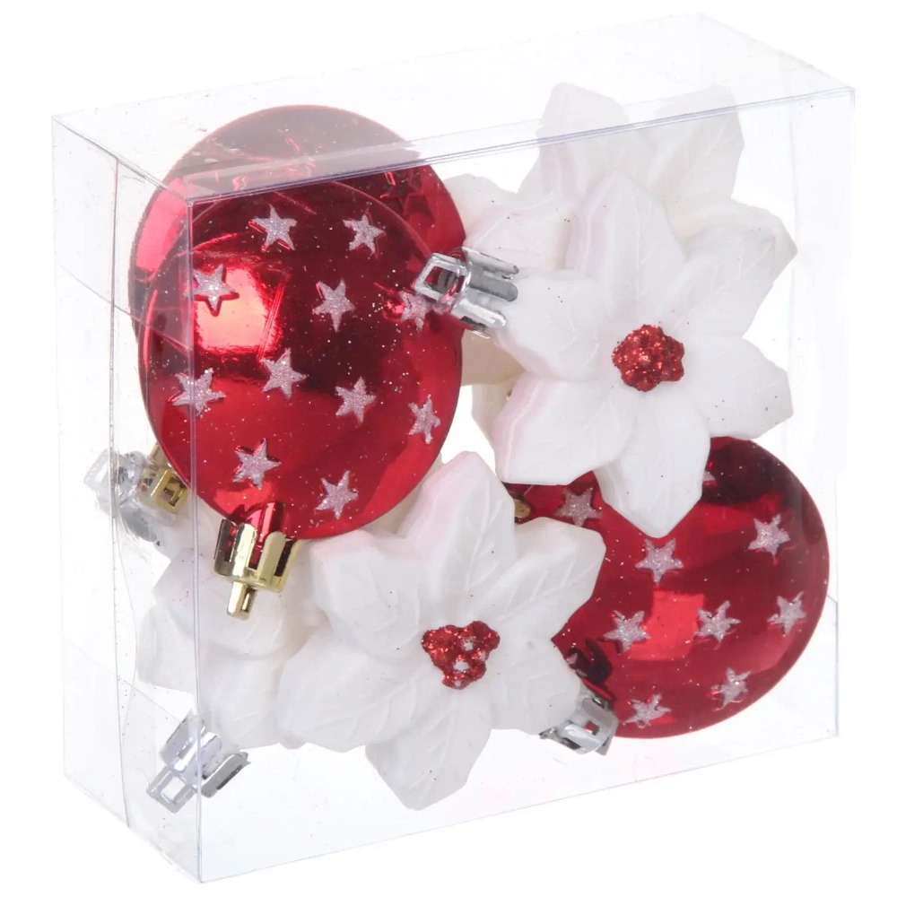 Набор ёлочных украшений «Сказочная зима» 45 предметов, Красный/Белый