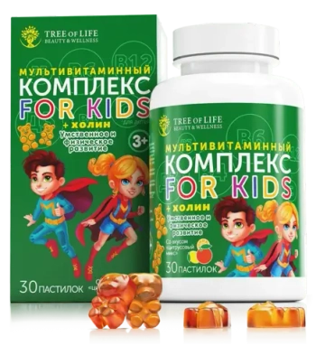 Tree of Life Kids Мультивитаминный комплекс + Холин 30 пастилок