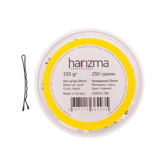 Невидимки для волос Harizma, 50 мм, волна, черные (h10534-15B)