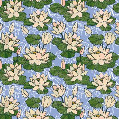 Water lilies seamless pattern.