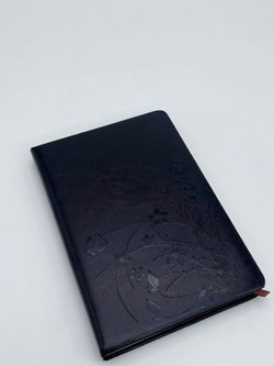 Блокнот 144 л А5 линейка цветы черный кож (8344-10)