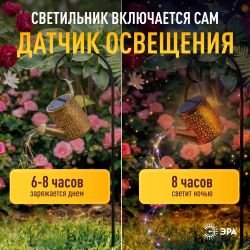 Светильник уличный ЭРА ERAFS025 - 07 на солнечной батарее Лейка мультиколор 81 см | Садовые декоративные светильники