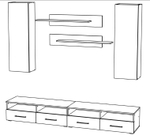 Гостиная 28 Черный 0190 PE 240*45*170 см, Черный   Фиеста