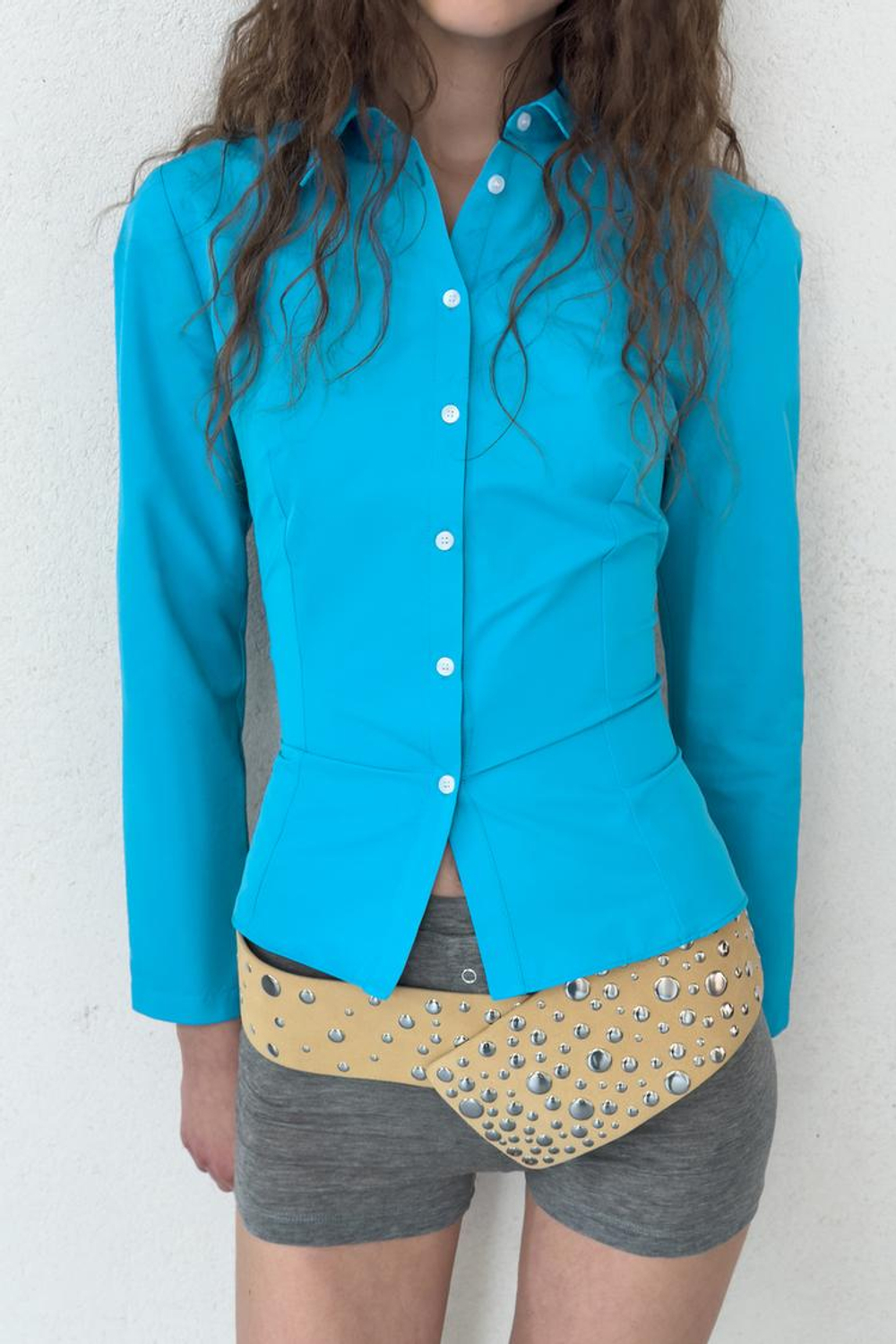 ZARA КОЖАНЫЙ РЕМЕНЬ-КОРСЕТ 100% С ЗАКЛЕПКАМИ, СВЕТЛО-ЖЕЛТЫЙ