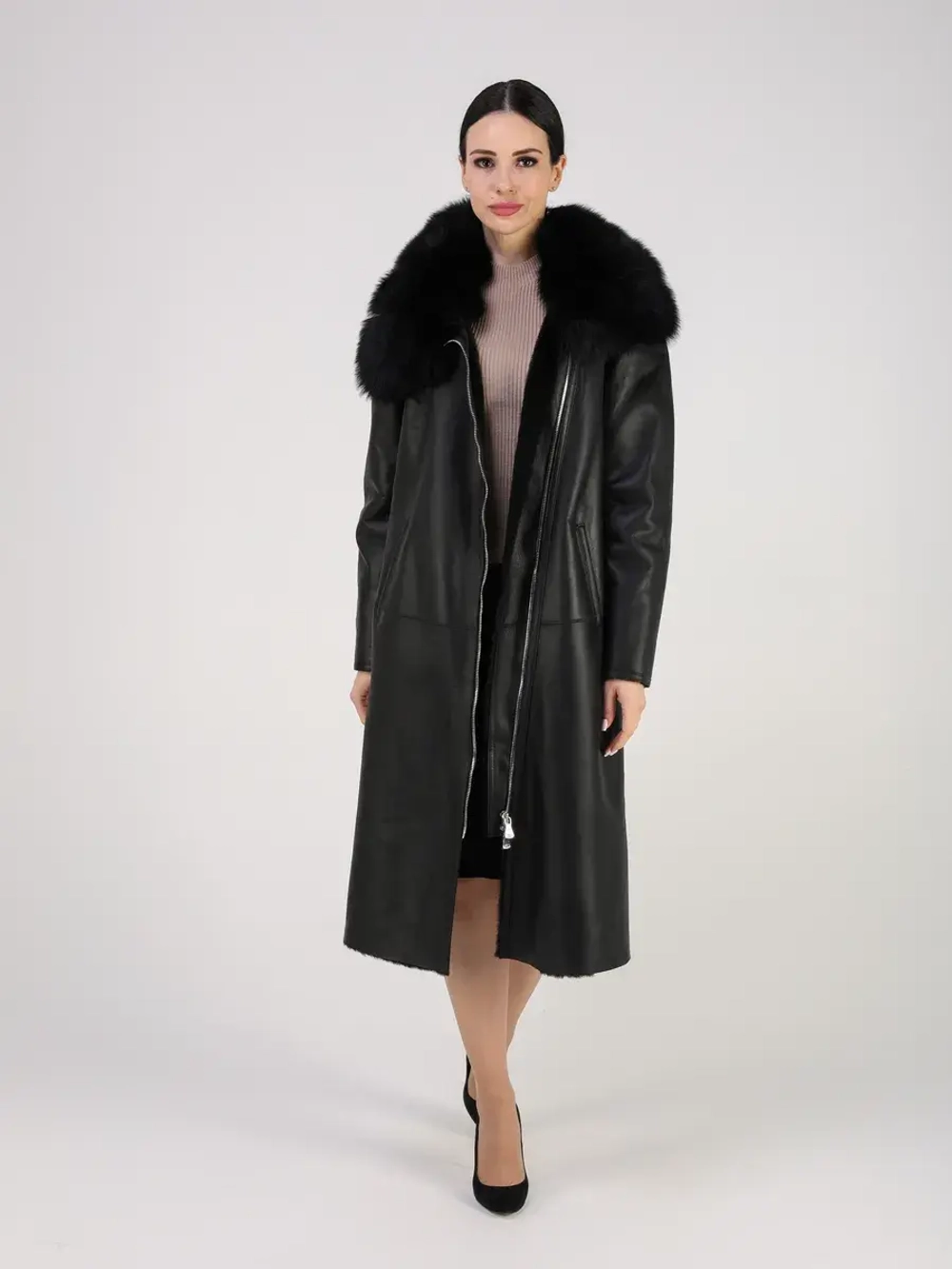 Дубленка зимняя натуральная длинная