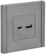 FORTE&PIANO Розетка USB A+C 18Вт FP551 сталь IEK