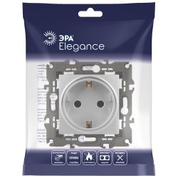 Розетка ЭРА Elegance 14-2102-03 с заземлением 2P+E Schuko со шторками 16A-250В IP20 алюминий
