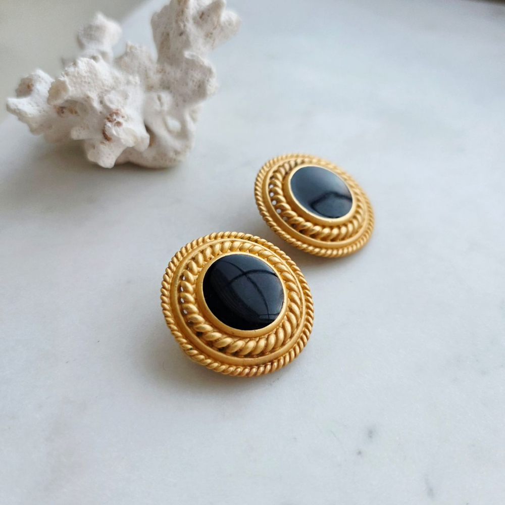 Клипсы Anne Klein с черной серединкой