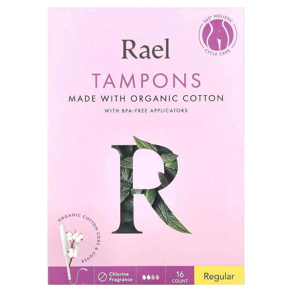 Rael, Тампоны из органического хлопка, обычные, без отдушек, 16 шт.