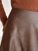 Юбка кожаная трапеция миди