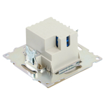 Розетка 2-местная USB + type C, STEKKER GLS10-7116-04, 250В, 3А, max 20W,серия Катрин, шоколад 50057