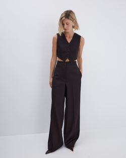 Брюки с регулируемым хлястиком из шерсти Гуччи горький шоколад