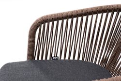 "Марсель" стул плетеный из роупа, основание дуб, роуп коричневый круглый, ткань темно-серая 027