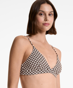 OYSHO Треугольный топ бикини в елочку, темно-коричневый