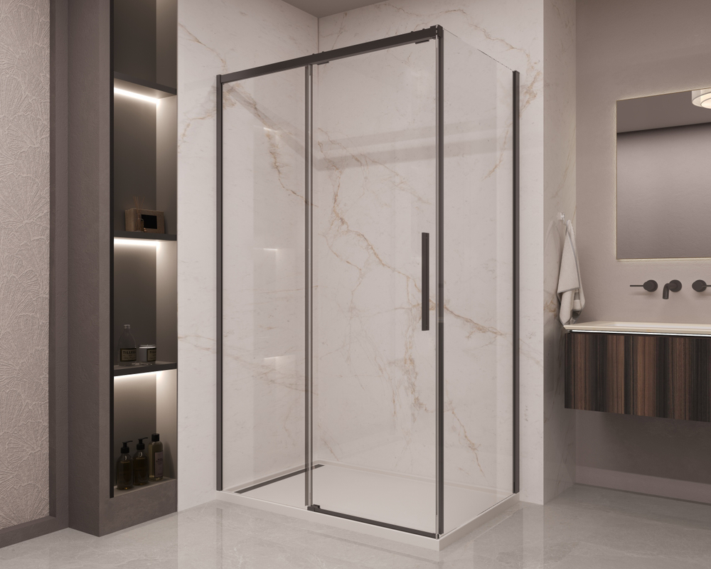 Душевой уголок Stella VSR-1ST8013CLB, 1300*800, черный, стекло прозрачное