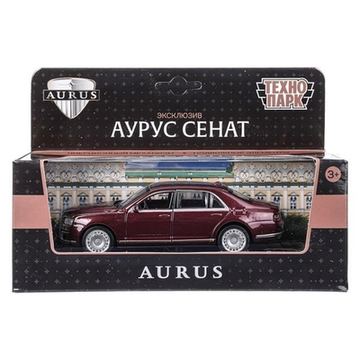 Модель ин. мет. "Аупус Сенат" 13,5см, двери, багаж, бордовый, коробка SENAT-13-VIN (72) (Технопарк)