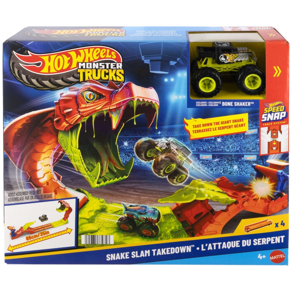 Hot Wheels Monster Trucks - Гоночная трасса НОКАУТ ЗМЕЯ + машина JJN44