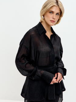 Черная блузка с баской Луна