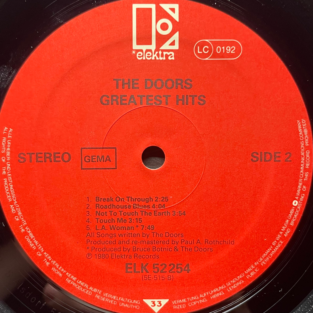 The Doors ‎– Greatest Hits (Германия)