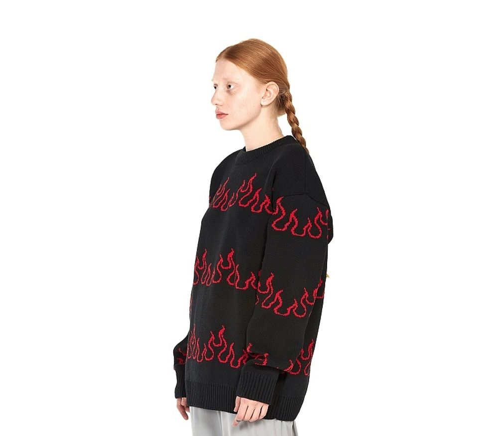 Свитер Волчок Flame черный
