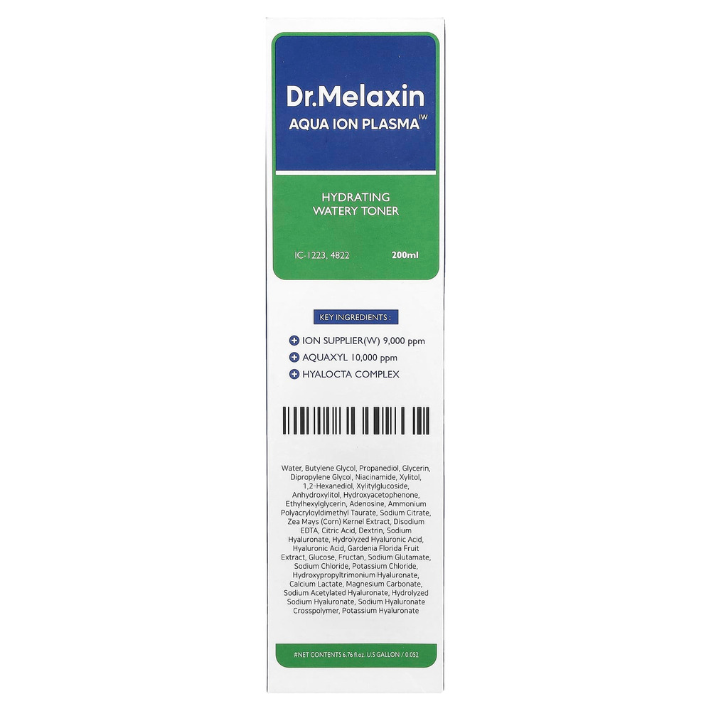 Dr.Melaxin, Aqua Ion Plasma, увлажняющий водянистый тоник, 200 мл (6,76 жидк. Унции)