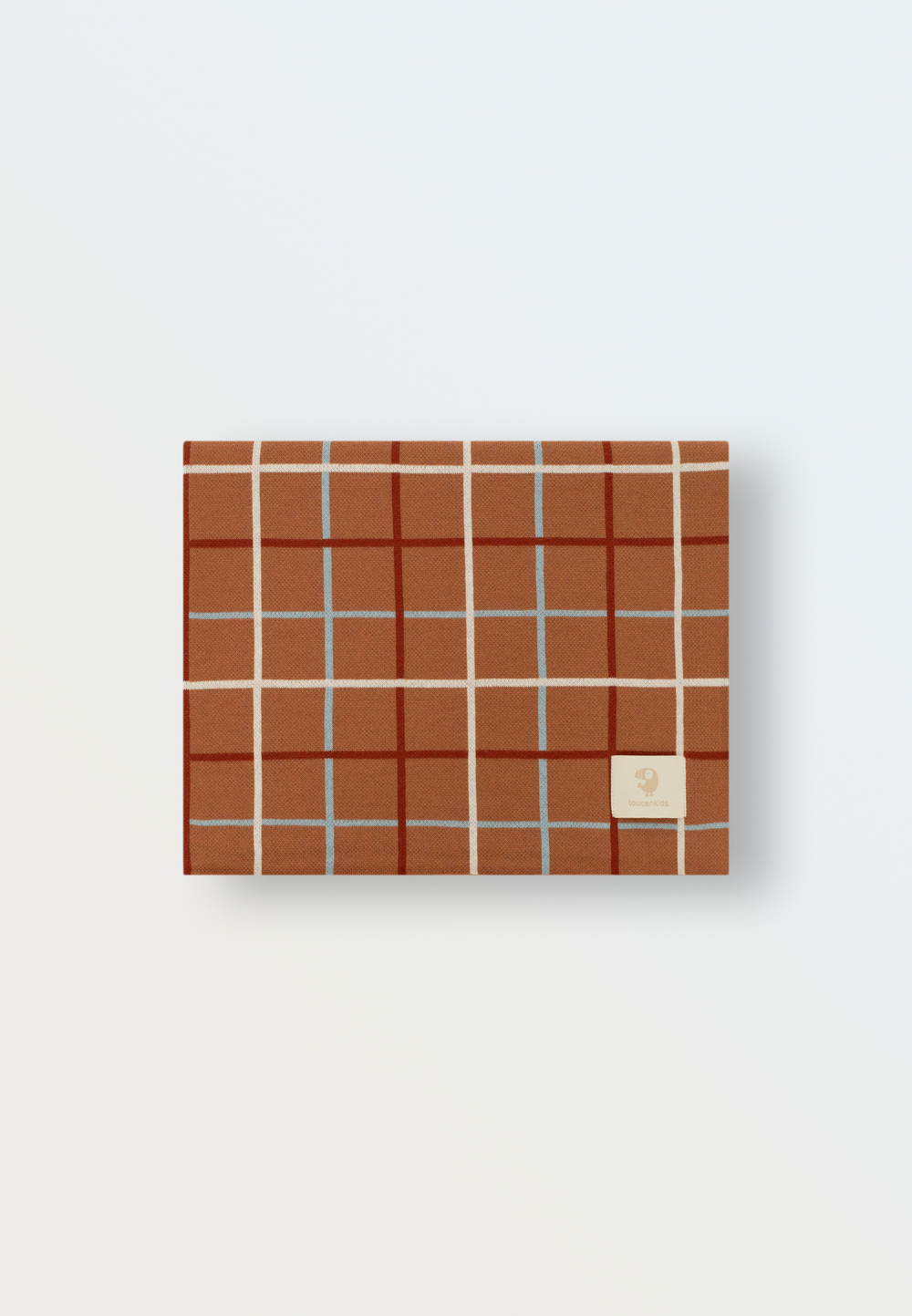 Плед вязаный (клетка терракот)