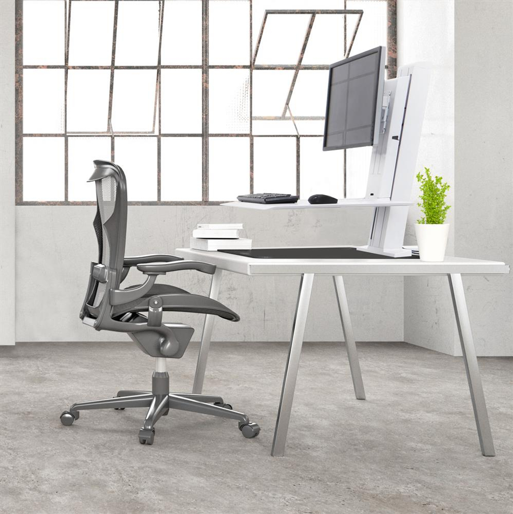 Рабочее место Ergotron WorkFit-SR для 2 мониторов, Сидя-Стоя (33-407-062 / 33-407-085), Белый