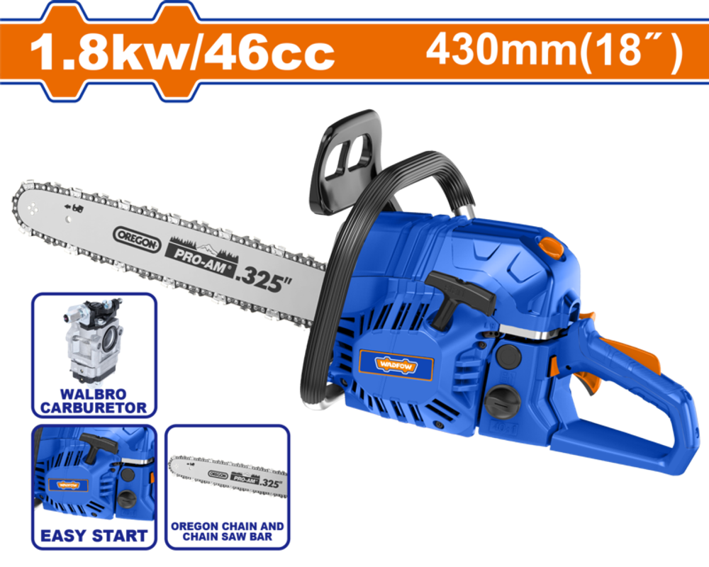 Цепная бензопила 430 мм, 46 см3 WADFOW WGC2545