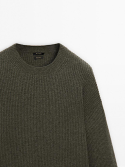 Massimo Dutti Свитер из 100% кашемира, зеленоватый