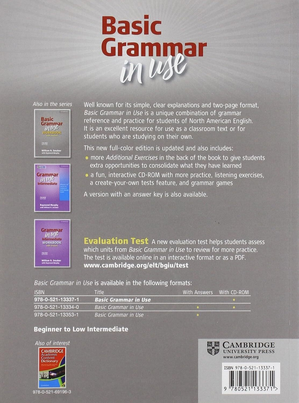 Basic Grammar in Use Student's Book without Answers and CD-ROM: Reference and Practice for Students of North American English